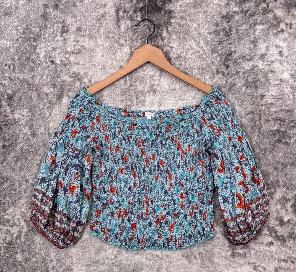Poupette St Barth Top Medium / Large Womens Ruched Off The Shoulder Crop Blouse